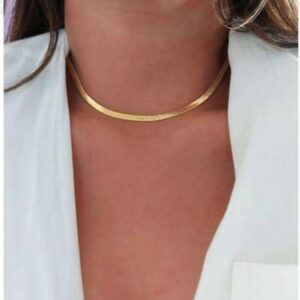 Colar Choker Fita Laminada banhado a ouro 18k