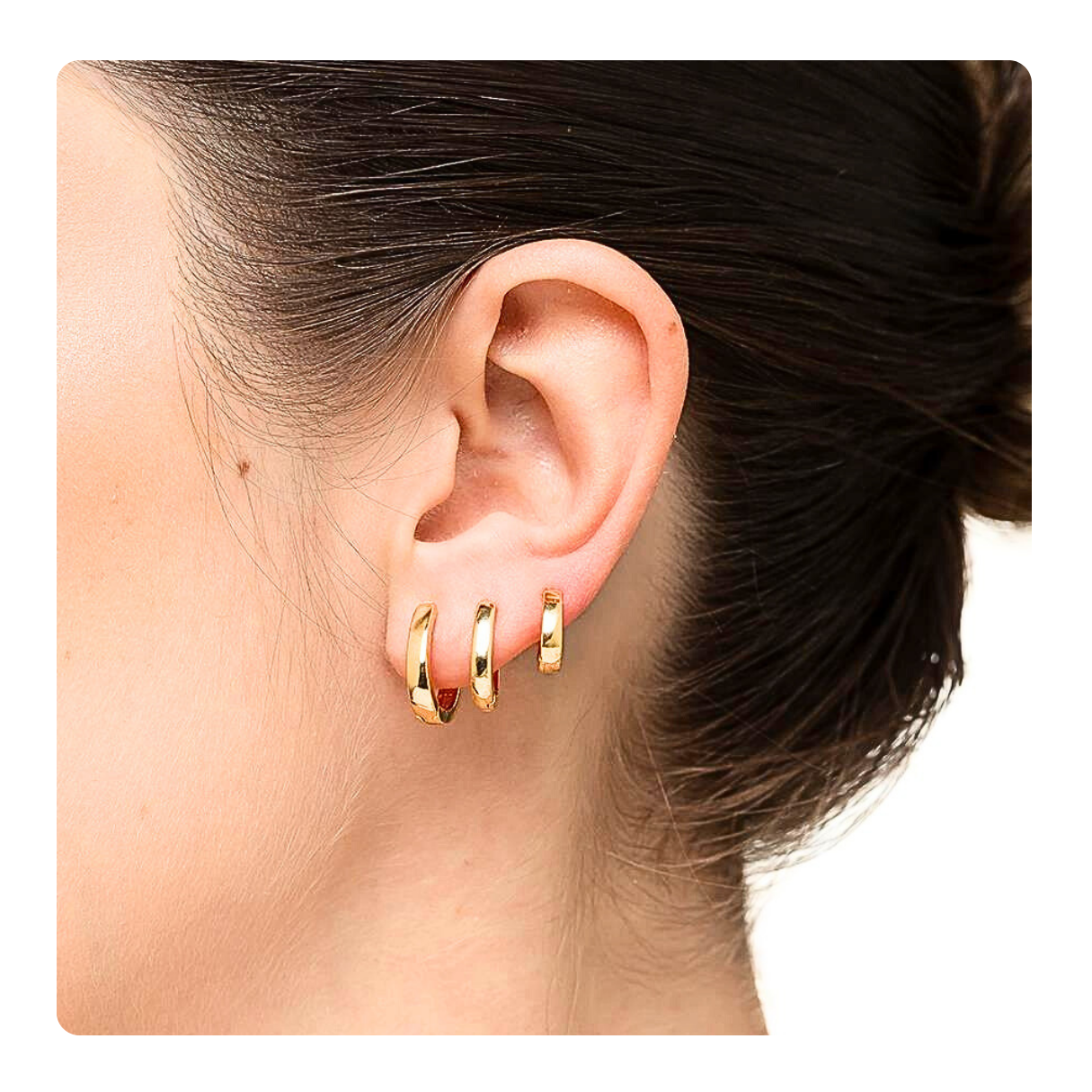 Trio de Argolas Ovais Banhado a Ouro 18k - Imagem 2