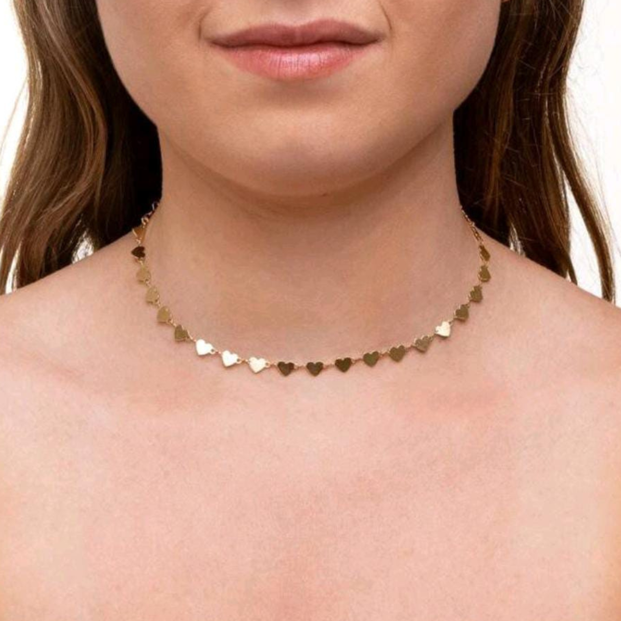 Colar Medalhas Coração banhado a ouro 18k - Imagem 2