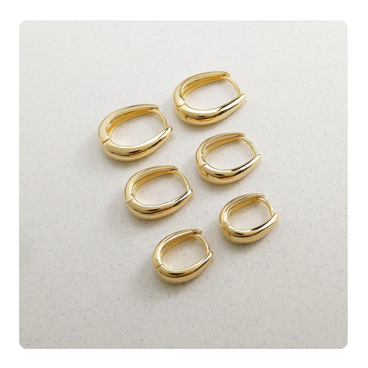 Trio de Argolas Ovais Banhado a Ouro 18k - Imagem 3