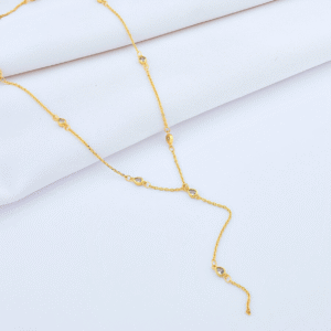 Colar Gravatinha com Zircônias banhado a ouro 18k