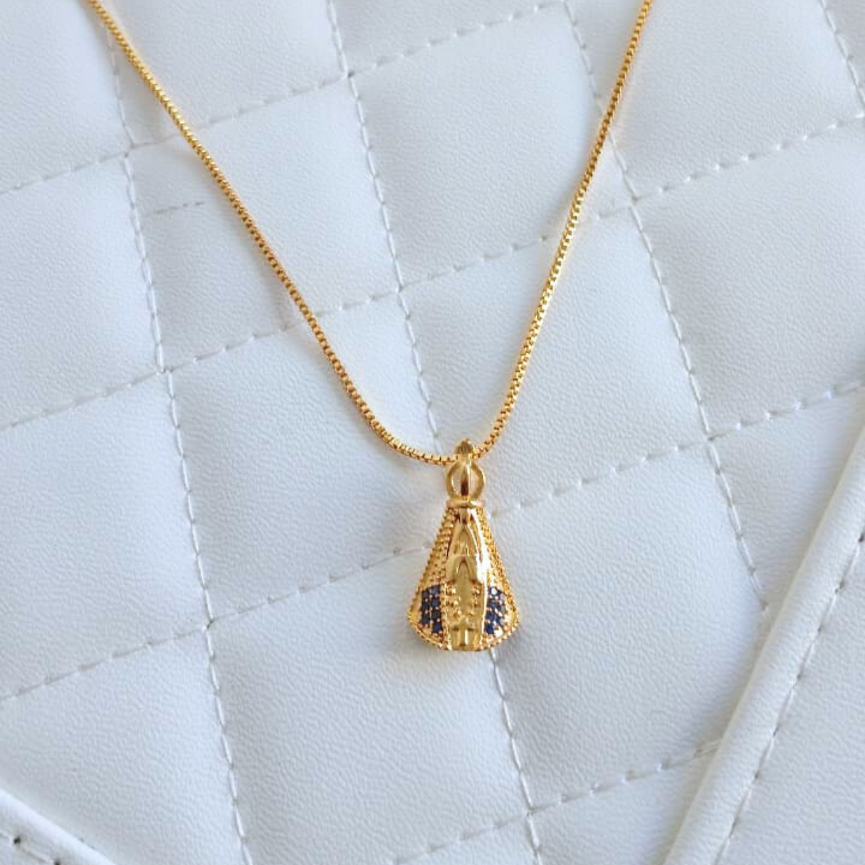 Colar Nossa Senhora Aparecida - Banhado a Ouro 18k - Imagem 2