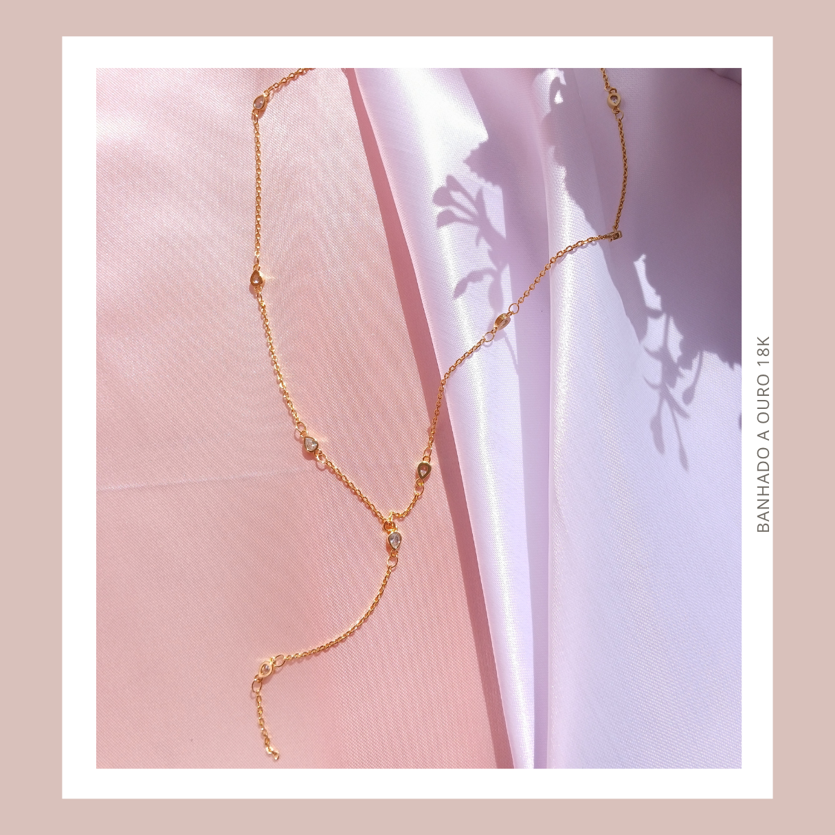 Colar Gravatinha com Zircônias banhado a ouro 18k - Imagem 4