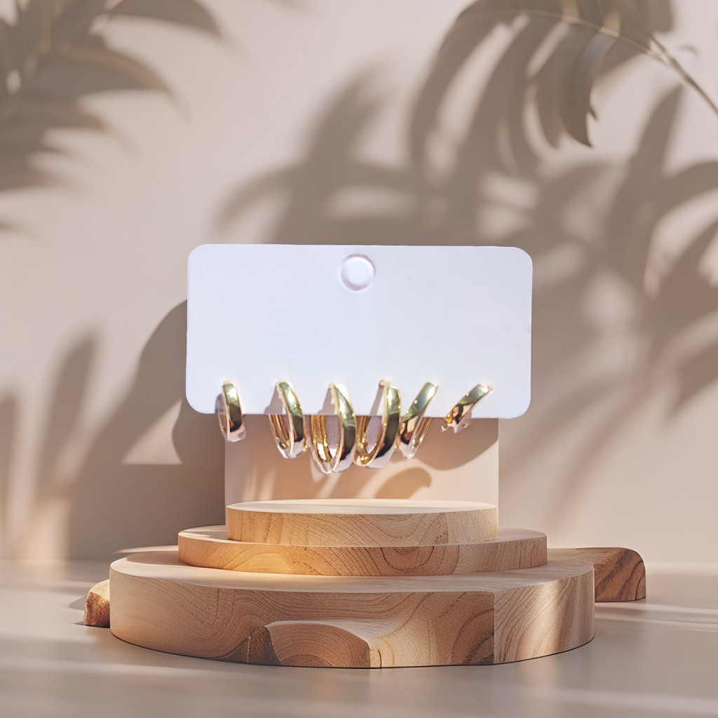 Trio de Argolas Ovais Banhado a Ouro 18k - Imagem 4