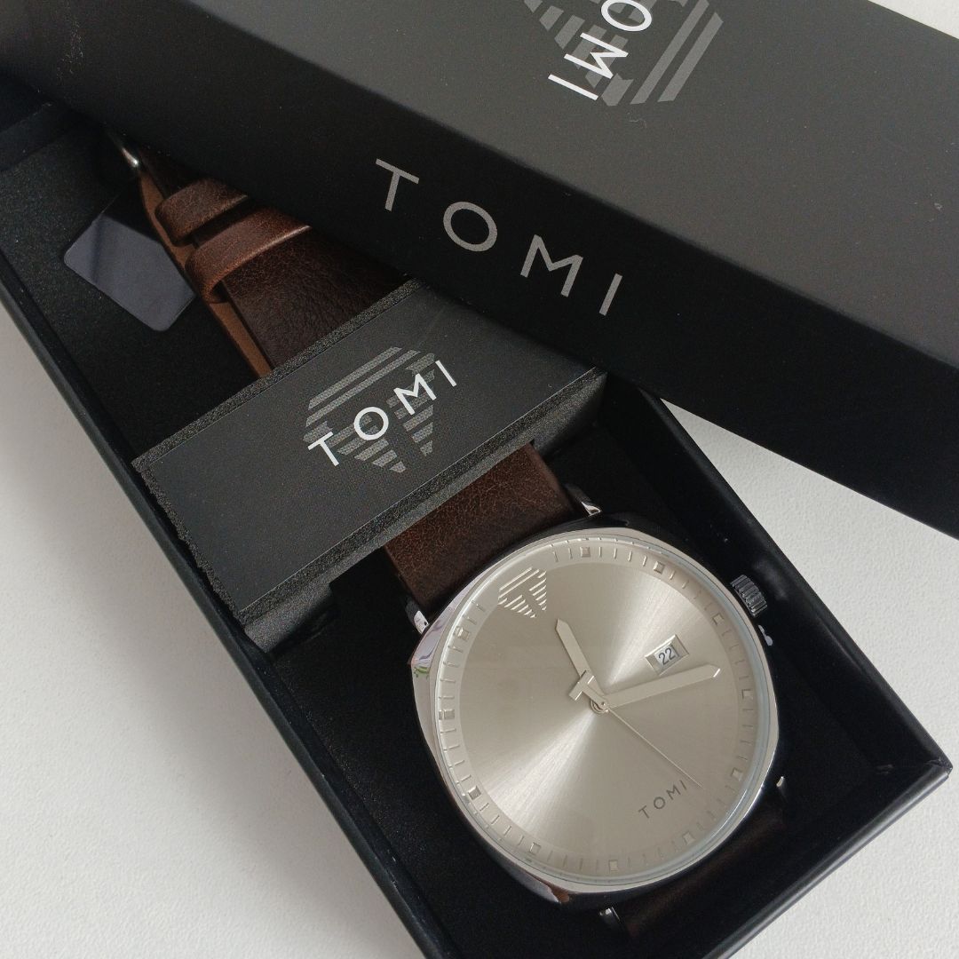 Relógio Masculino Pulseira em Couro PU Marrom - Imagem 2