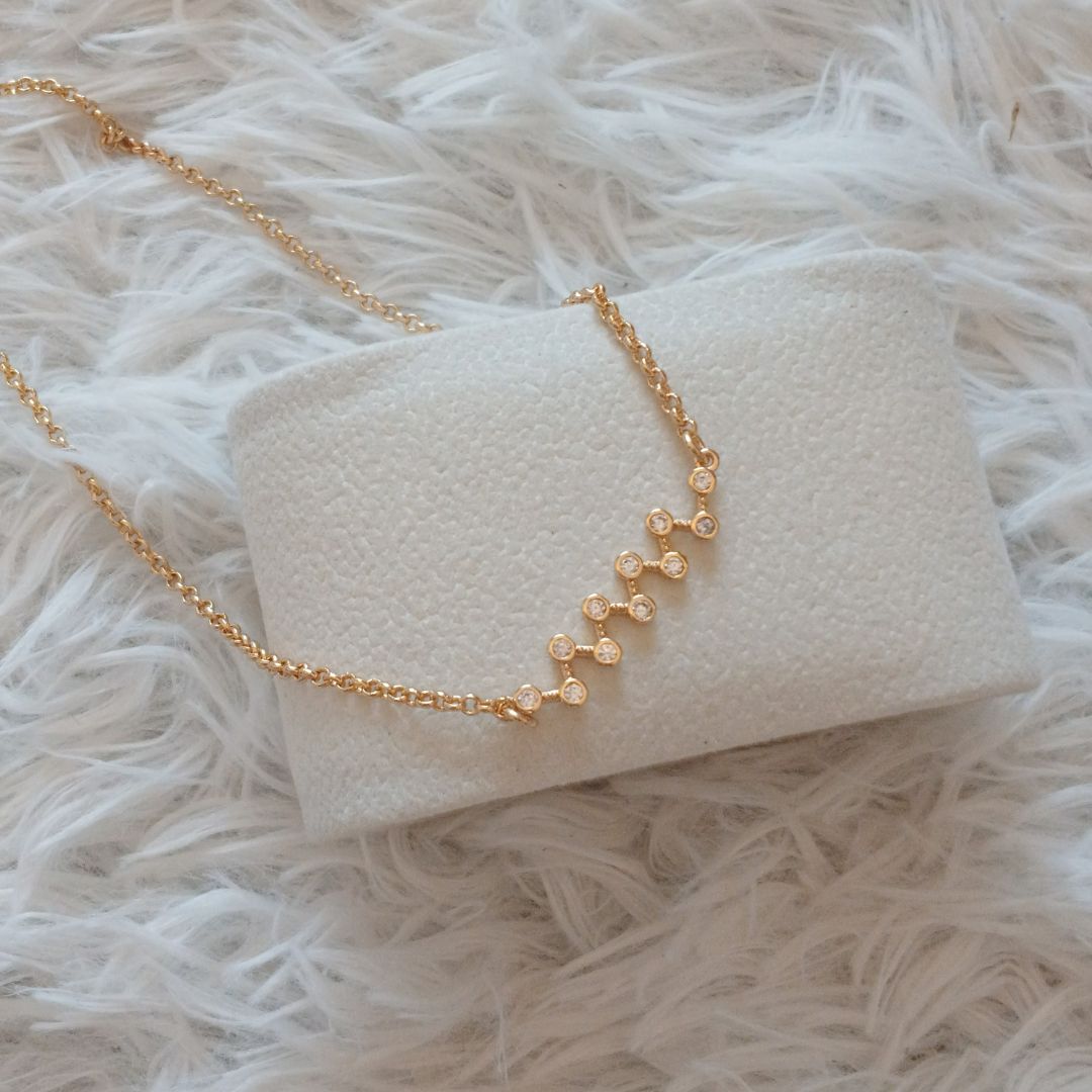 Colar Elo Português Ponto de luz Banhado a ouro 18k - Imagem 3