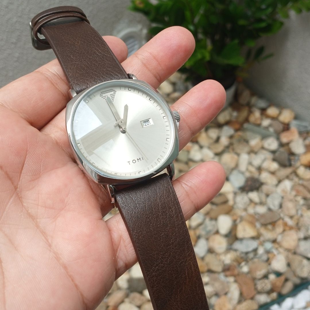 Relógio Masculino Pulseira em Couro PU Marrom - Imagem 3