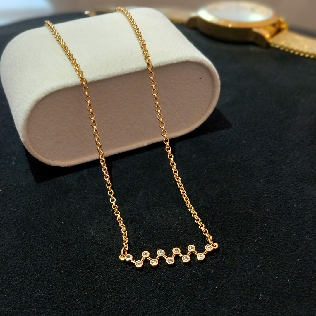 Colar Elo Português Ponto de luz Banhado a ouro 18k - Imagem 4