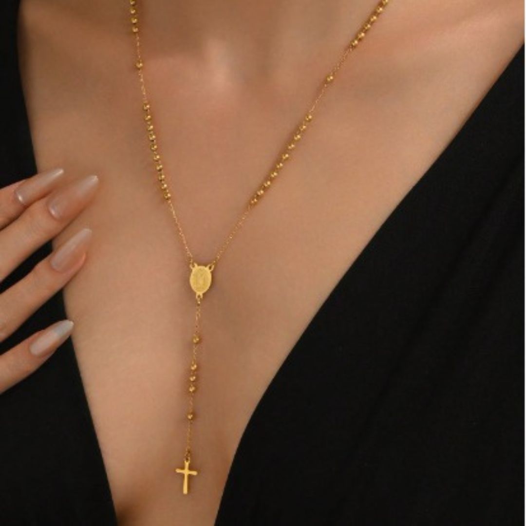 Colar Terço Nossa Sra. Das Graças | Banhado a Ouro 18K - Imagem 4