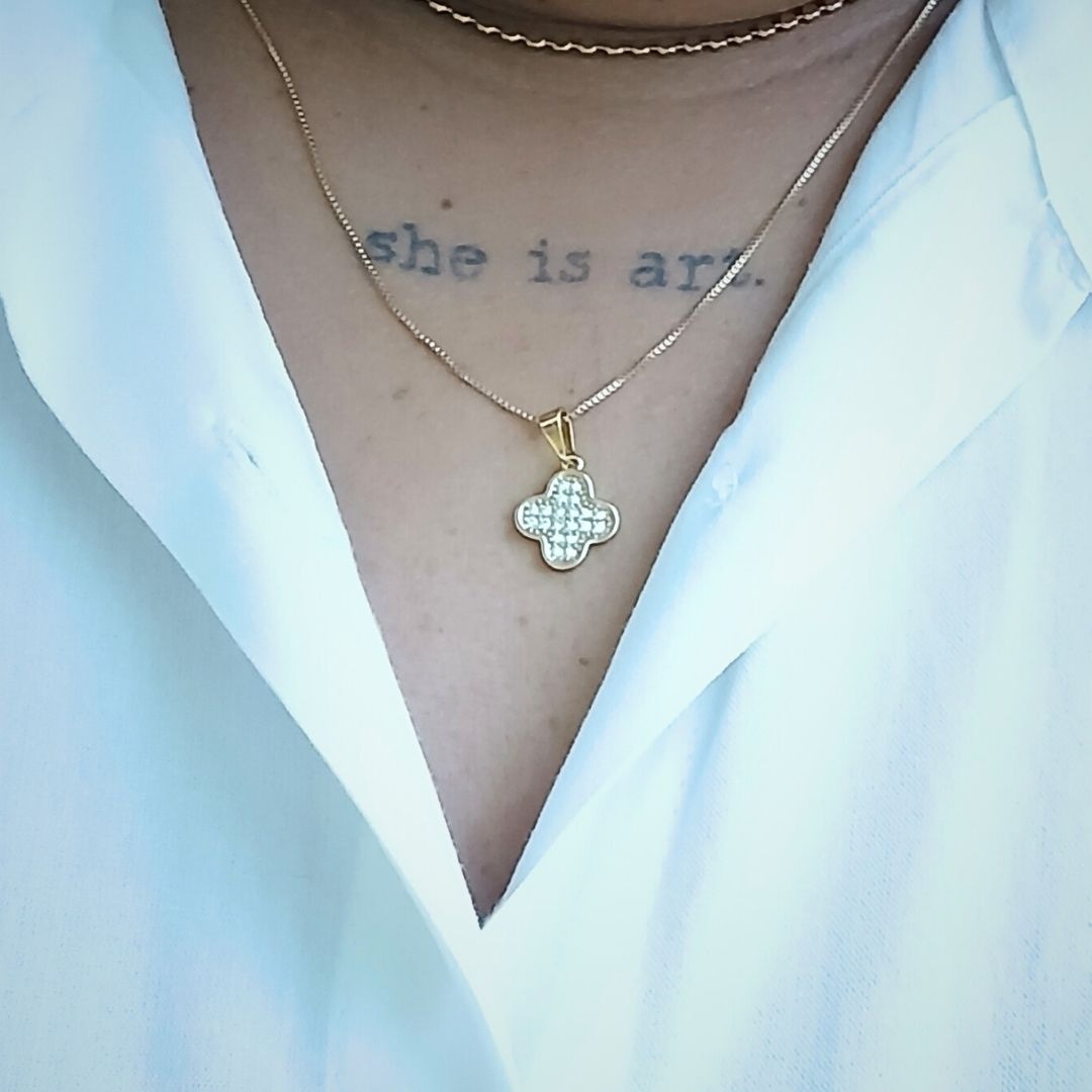 Colar Trevo Carvejado | Banhado a Ouro 18k