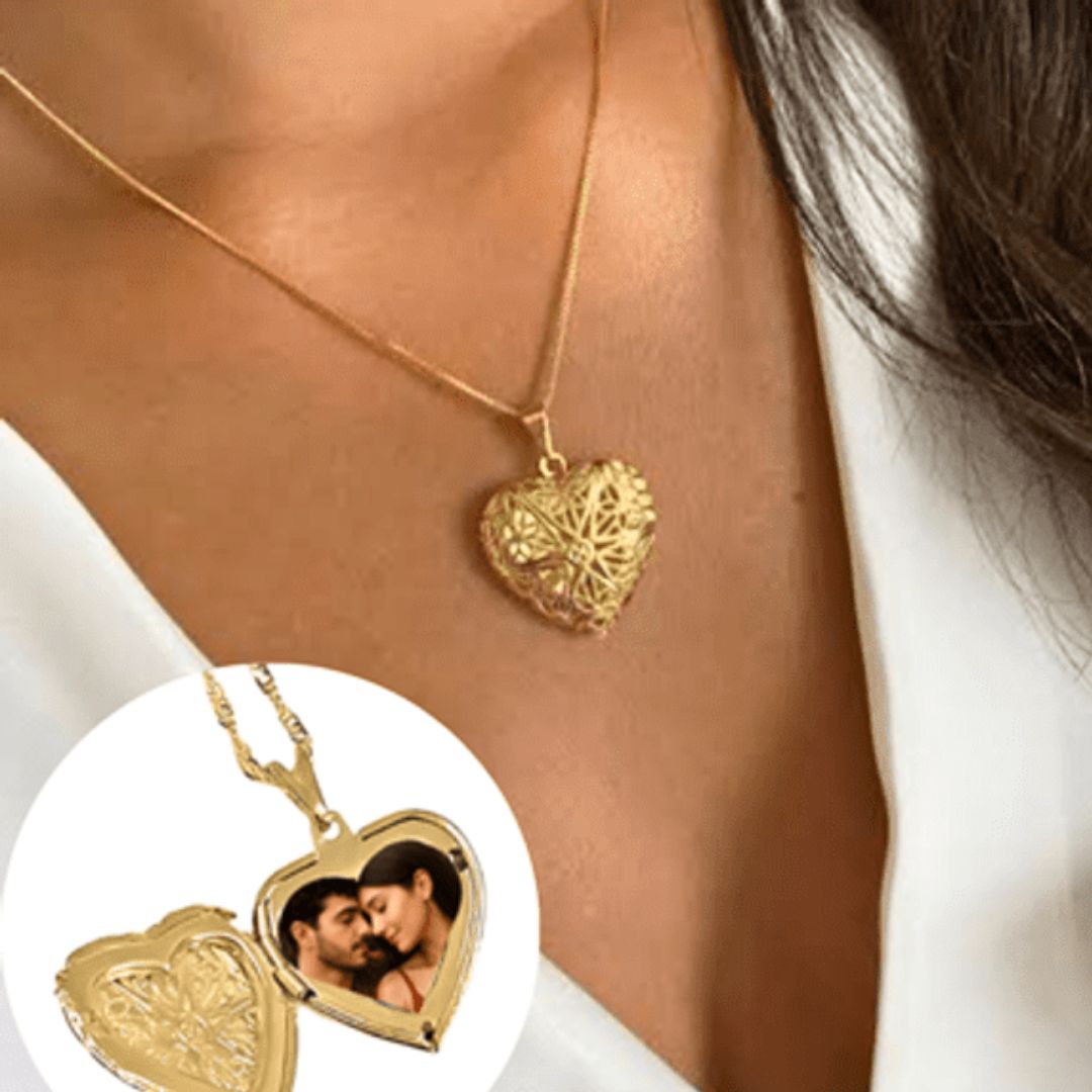 Colar Relicário Coração Arabesco | Banhado a Ouro 18k - Imagem 3