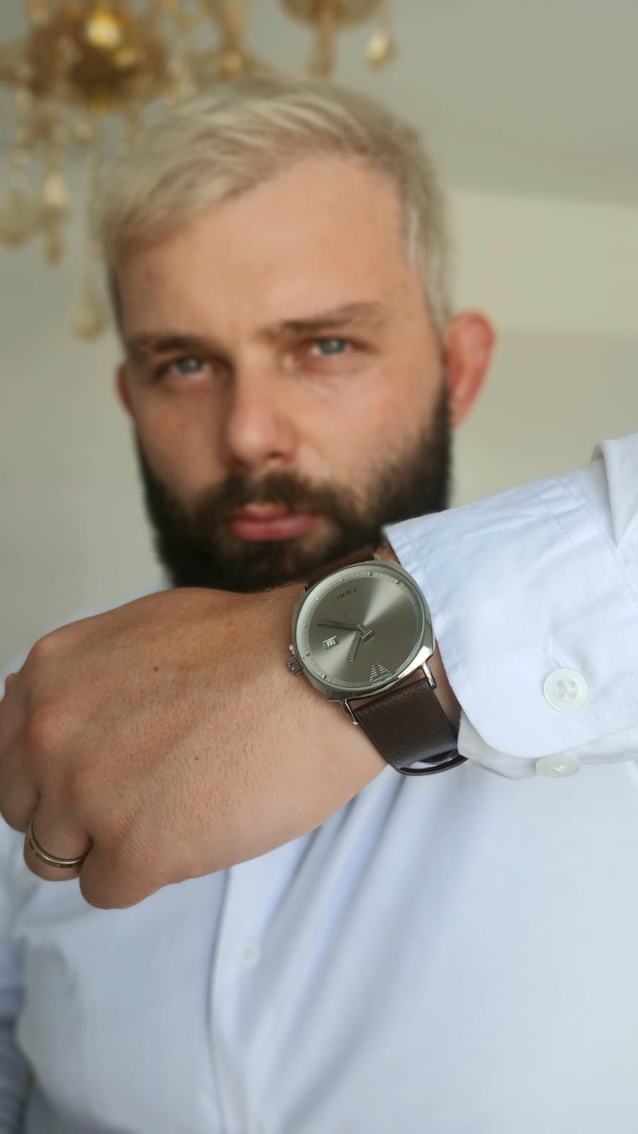 Relógio Masculino pulseira em couro sintético - Imagem 2